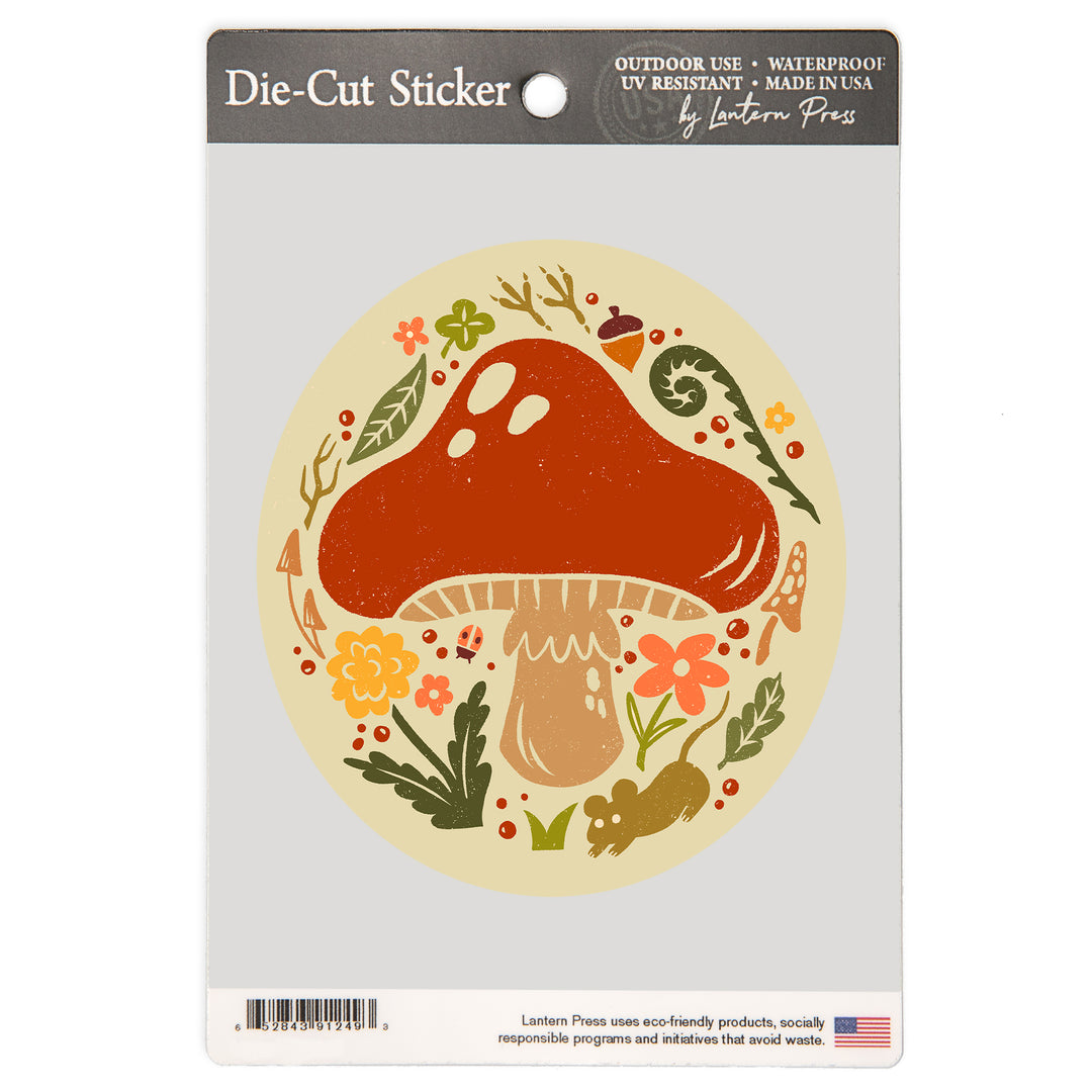 Boho Colorblock, Mushrooms, Vinyl Sticker
