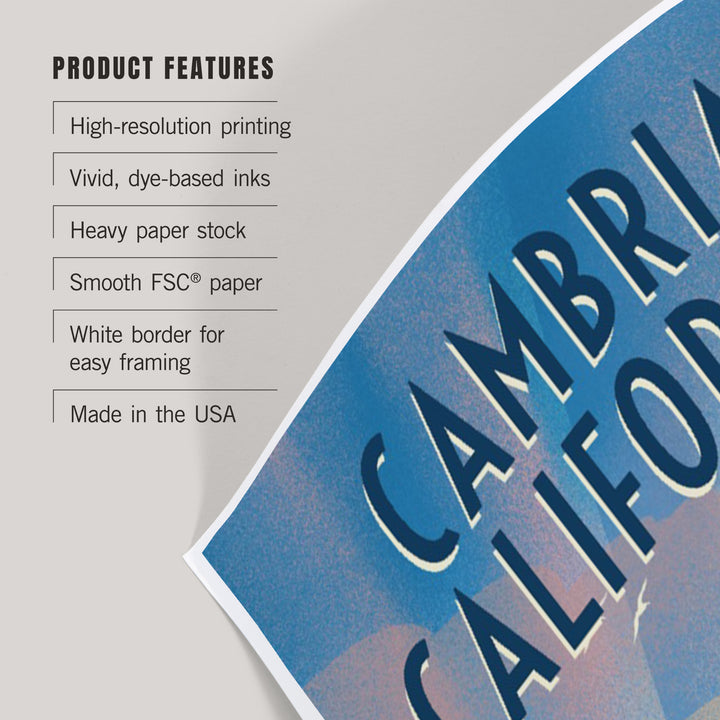 Cambria, California, Lithograph, Surfers on Beach, Art & Giclee Prints