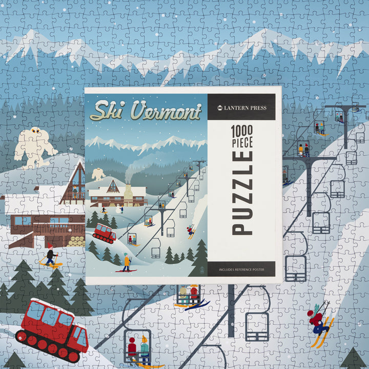 Vermont, Retro Ski Resort, 1000 piece jigsaw puzzle