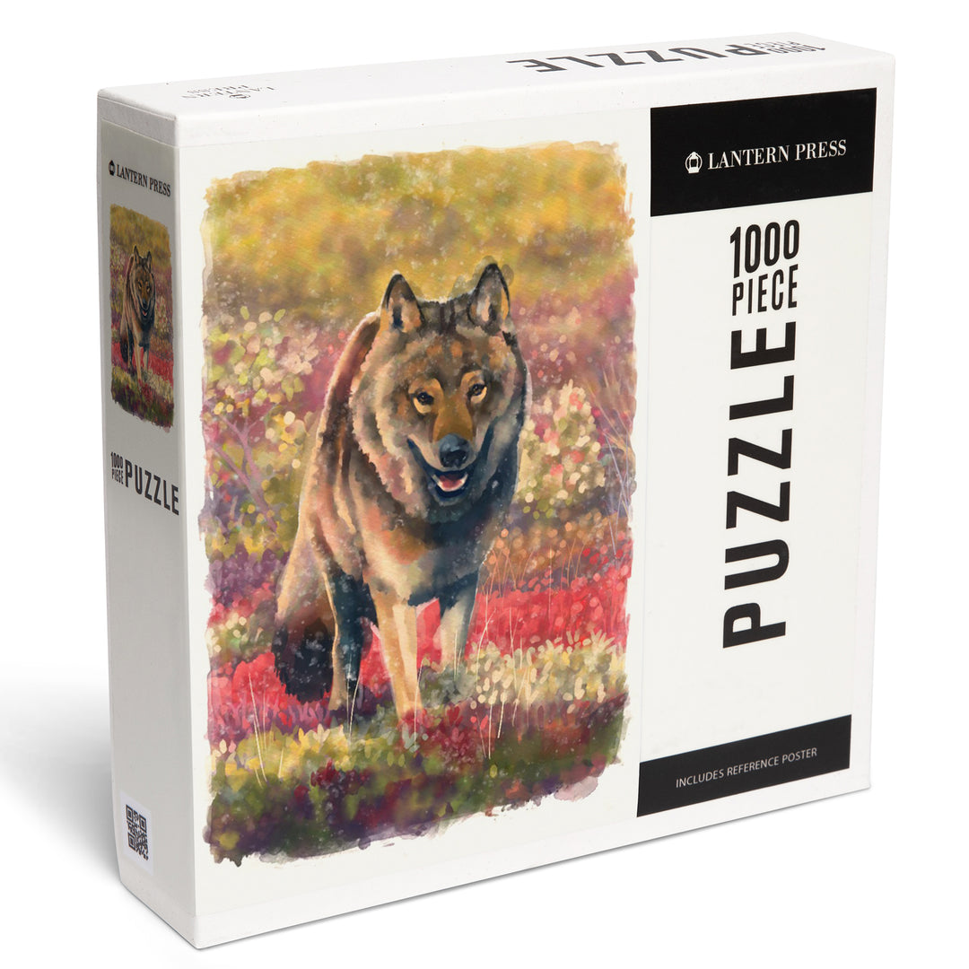 Watercolor Study, Gray Wolf, 1000 Piece Jigsaw Puzzle