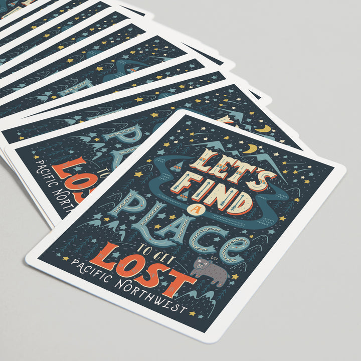 Playing Cards, Pacific Northwest, Let's Find a Place to Get Lost, 52 Card Deck with Jokers in Box, Unique Art
