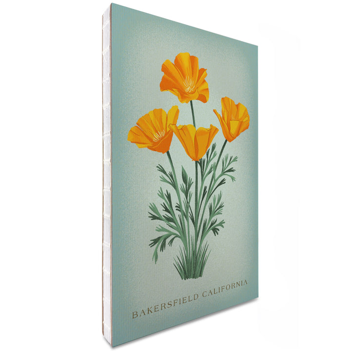 Lined 6x9 Journal, Bakersfield, California, Vintage Flora, State Series, California Poppy, Lay Flat, 193 Pages, FSC paper