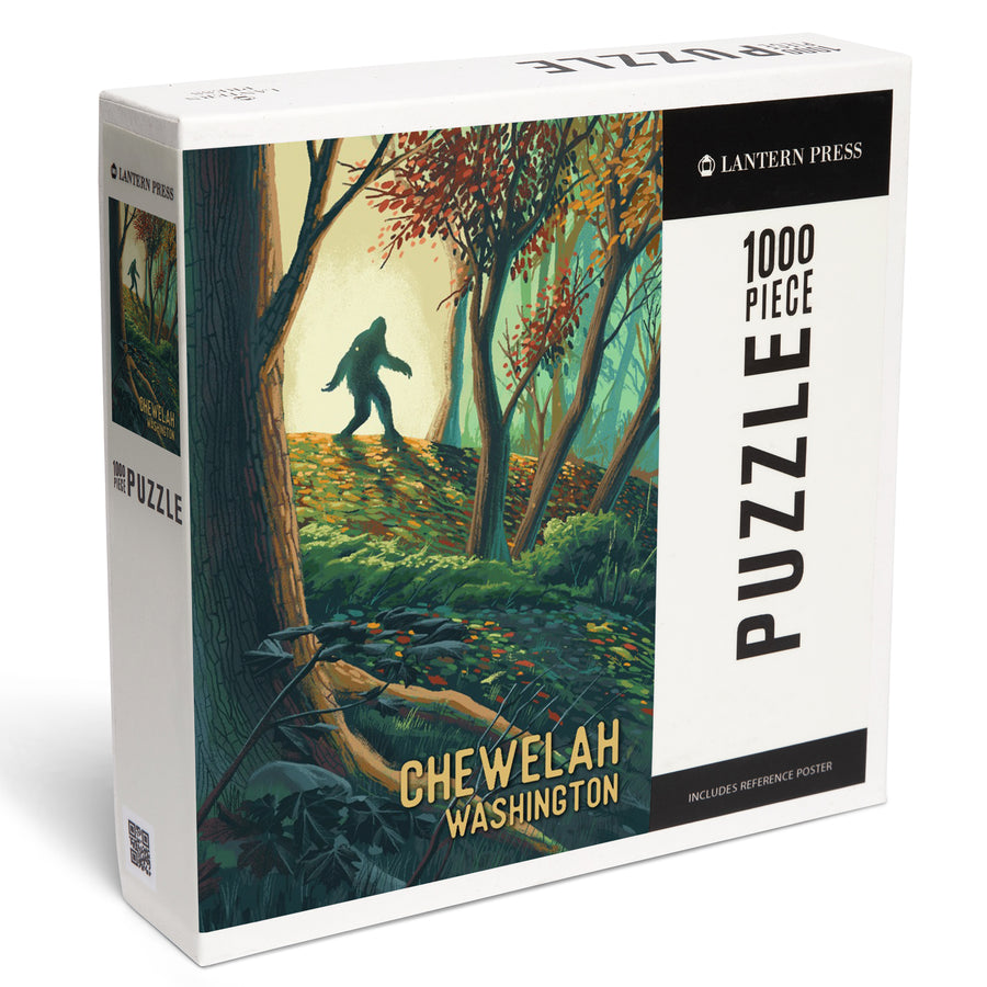 Chewelah, Washington, Get Outside Series, Wanderer, Bigfoot in Forest, Jigsaw Puzzle - Lantern Press