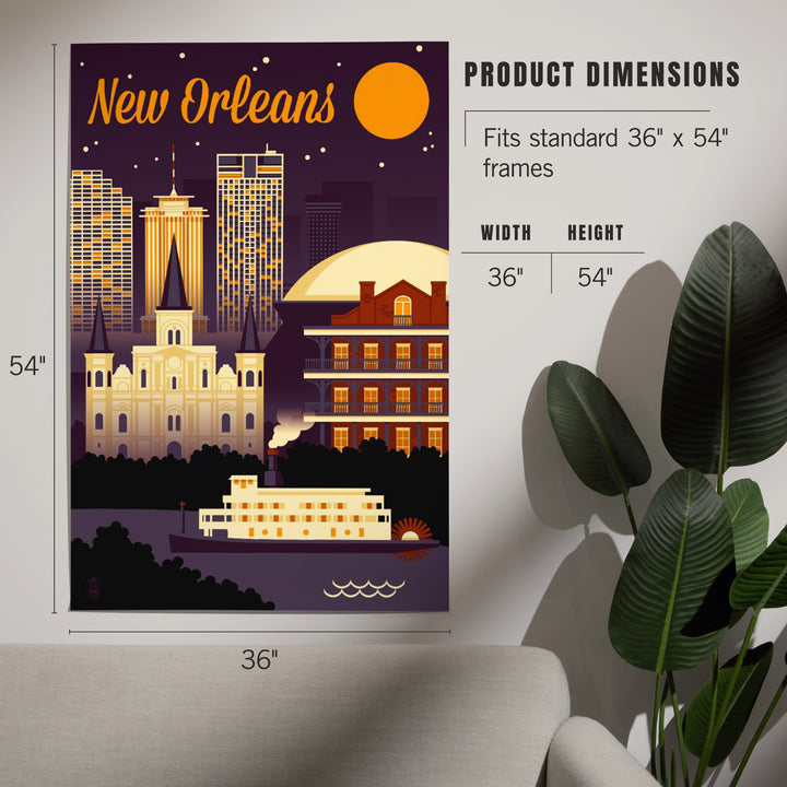 New Orleans, Louisiana, Retro Skyline Chromatic Series, Art & Giclee Prints