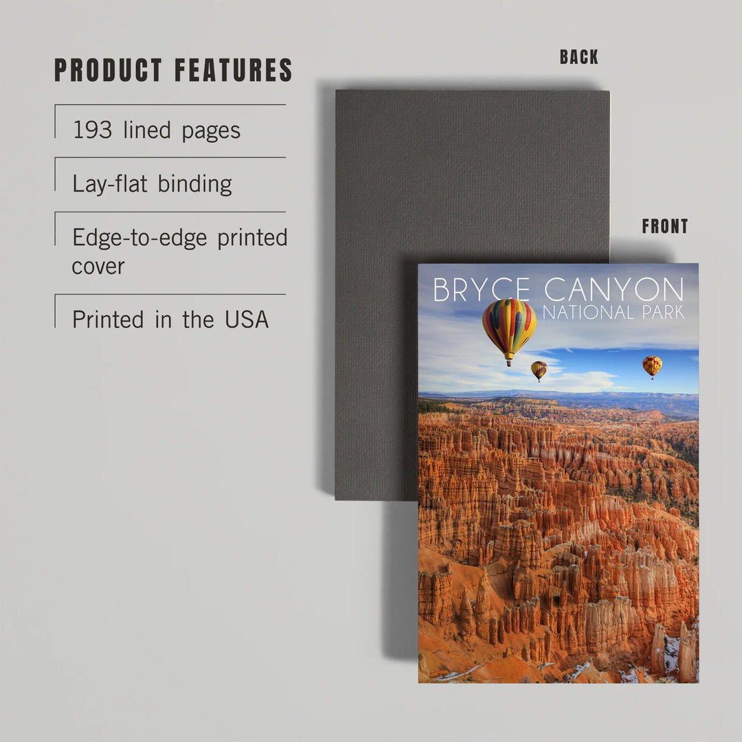 Lined 6x9 Journal, Bryce Canyon National Park, Utah, Hot Air Balloons, Lay Flat, 193 Pages, FSC paper