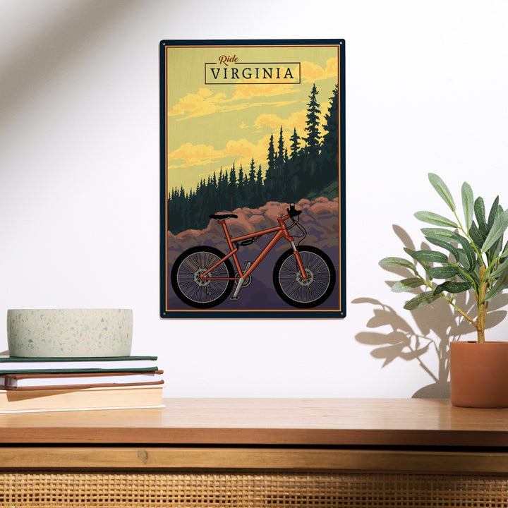 Virginia, Mountain Bike, Ride the Trails, Wood Sign and Postcards