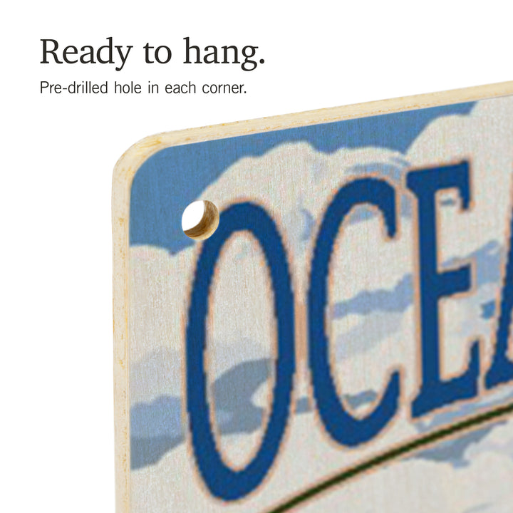 Ocean City, New Jersey, Destination Signpost (#2), Lantern Press Artwork, Wood Signs and Postcards