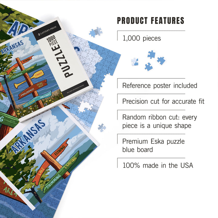 Arkansas, Signpost, Lake and Flowers, Jigsaw Puzzle