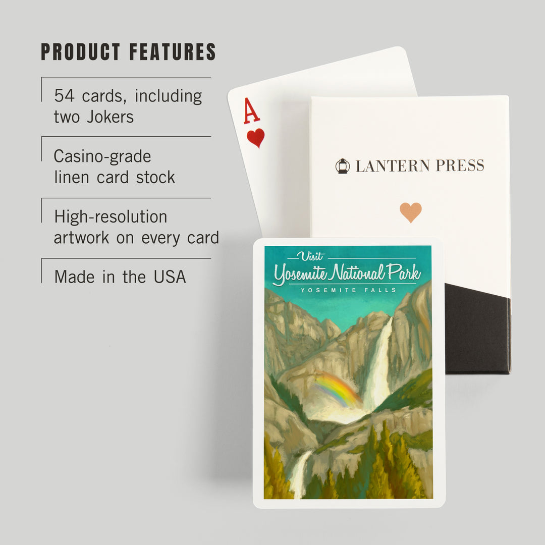 Playing Cards, Yosemite National Park, California, Visit Yosemite Falls, Oil Painting, 52 Card Deck with Jokers in Box, Unique Art