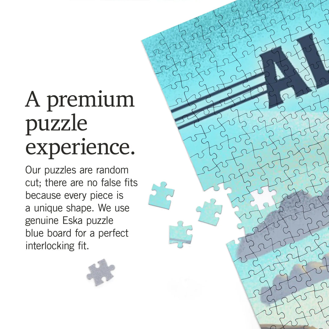 Alaska, Lithograph, Bighorn Sheep on Mountain, Jigsaw Puzzle