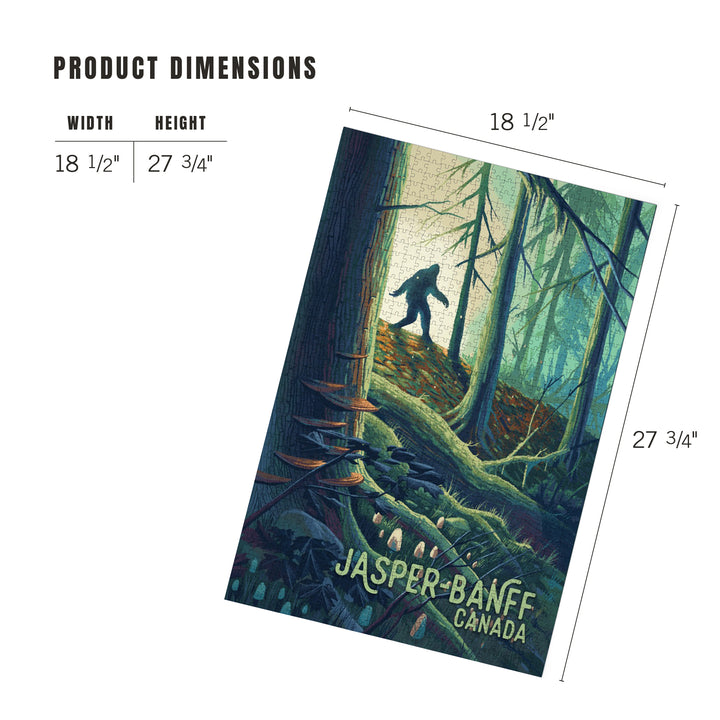 Jasper, Banff, Canada, Wanderer, Bigfoot in Forest, Jigsaw Puzzle
