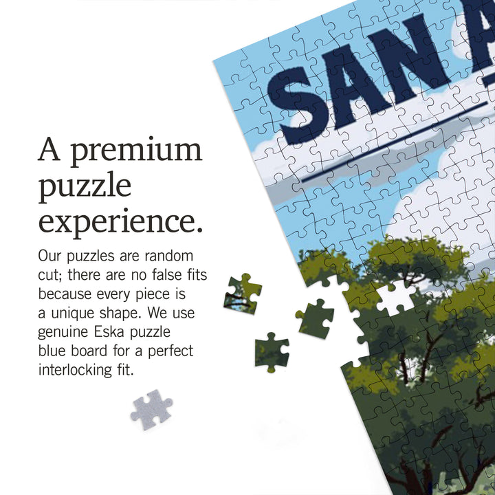 San Antonio, Texas, Painterly, Bluebonnets and Highway, Jigsaw Puzzle