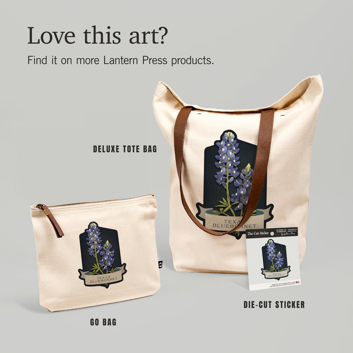 Vintage Flora Noir, Texas Bluebonnet, Vinyl Sticker