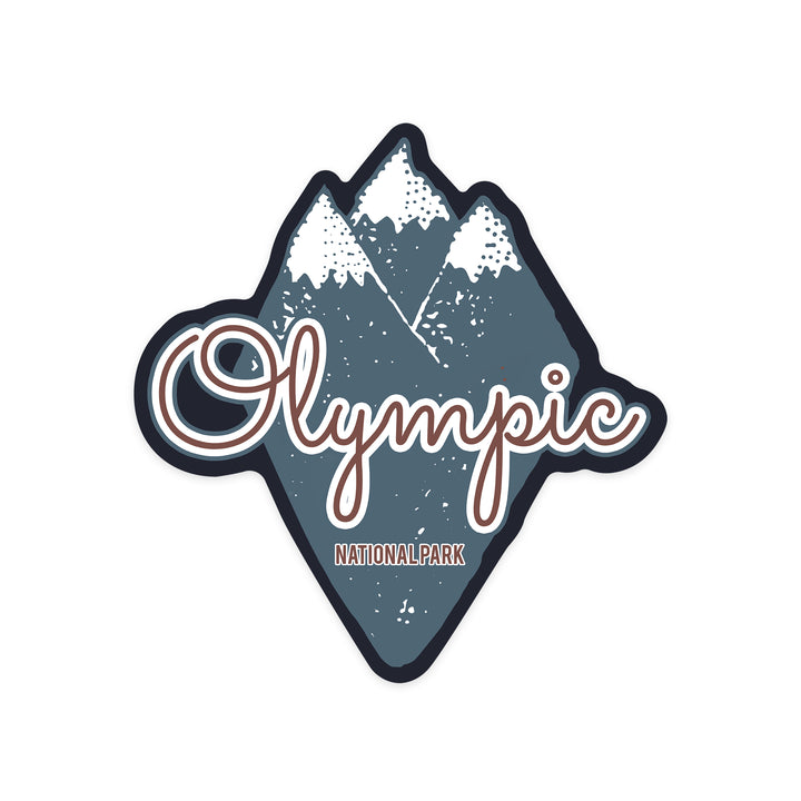 Olympic National Park, Washington, Mountain Peaks, Blue, Contour, Vinyl Sticker