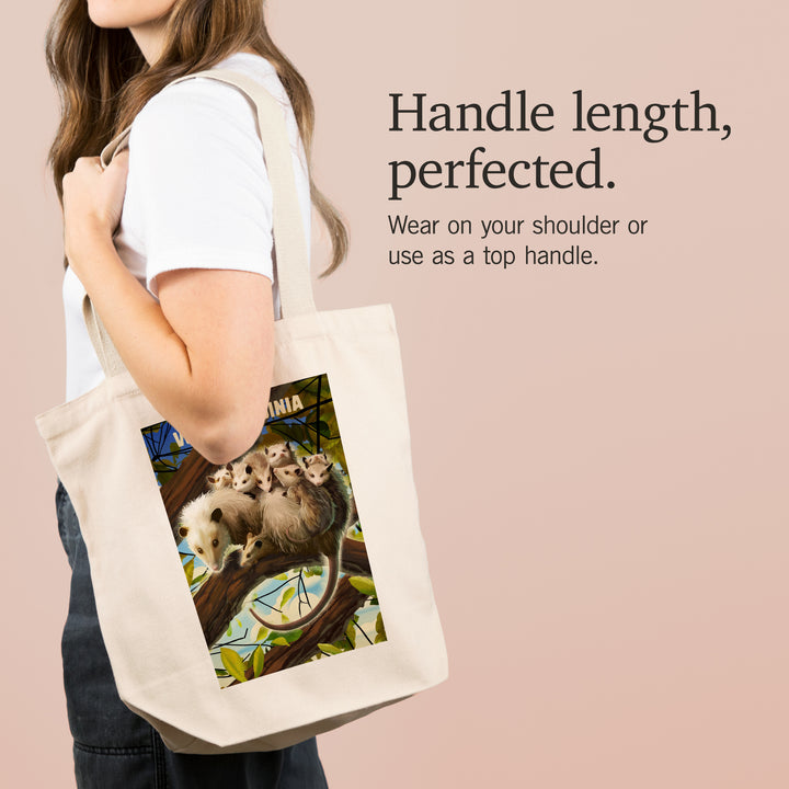 West Virginia, Possum with Babies, Tote Bag