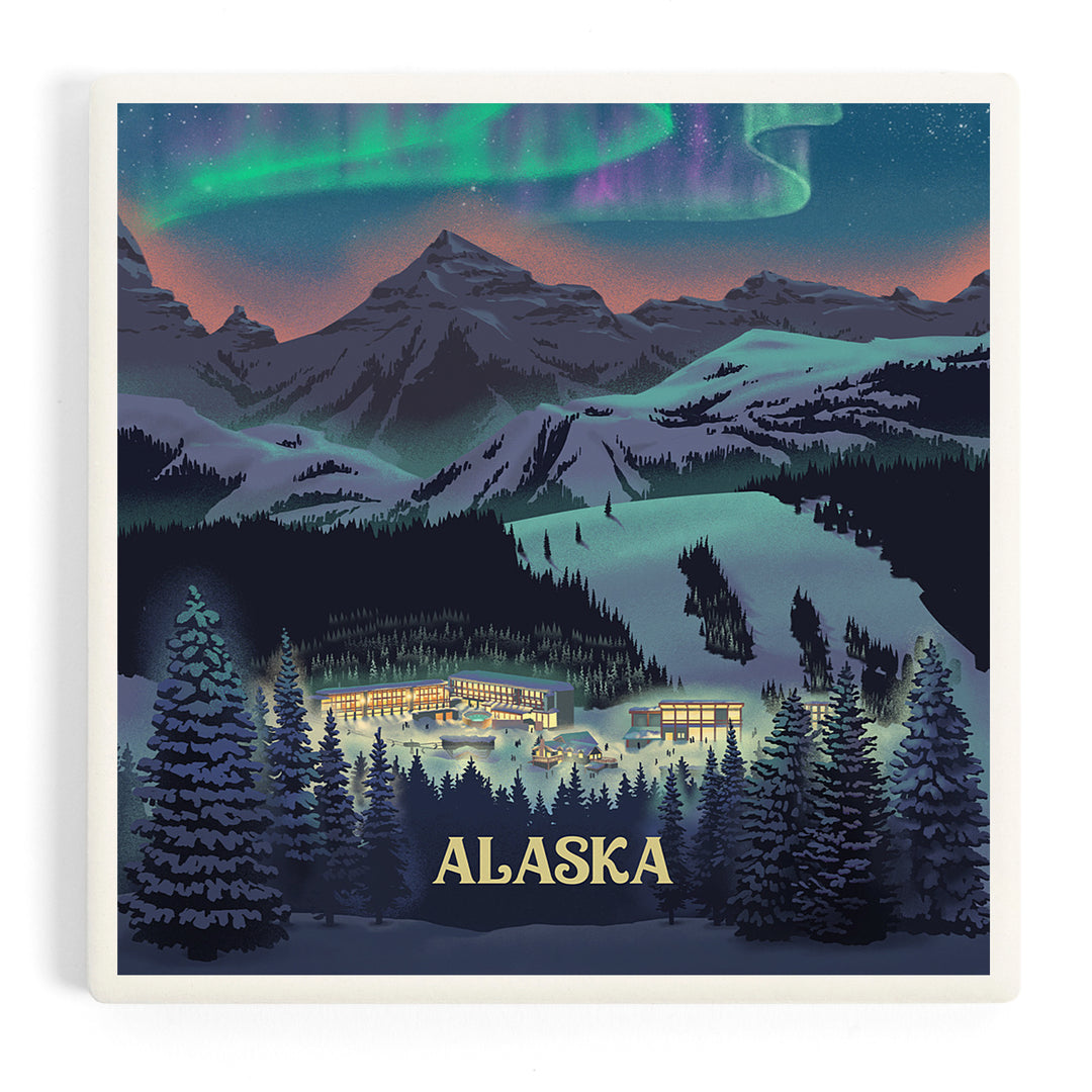 Alaska, Village under Northern Lights, Coasters