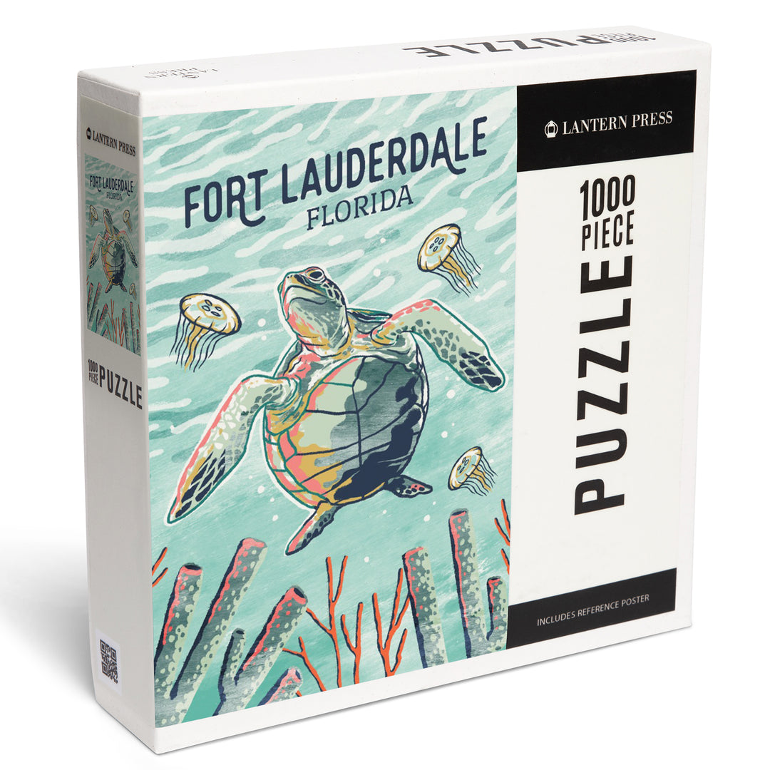 Fort Lauderdale, Florida, Graphic Pastel, Sea Turtle, Jigsaw Puzzle