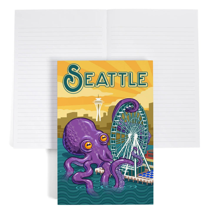 Lined 6x9 Journal, Seattle, Washington, Giant Octopus, Lay Flat, 193 Pages, FSC paper