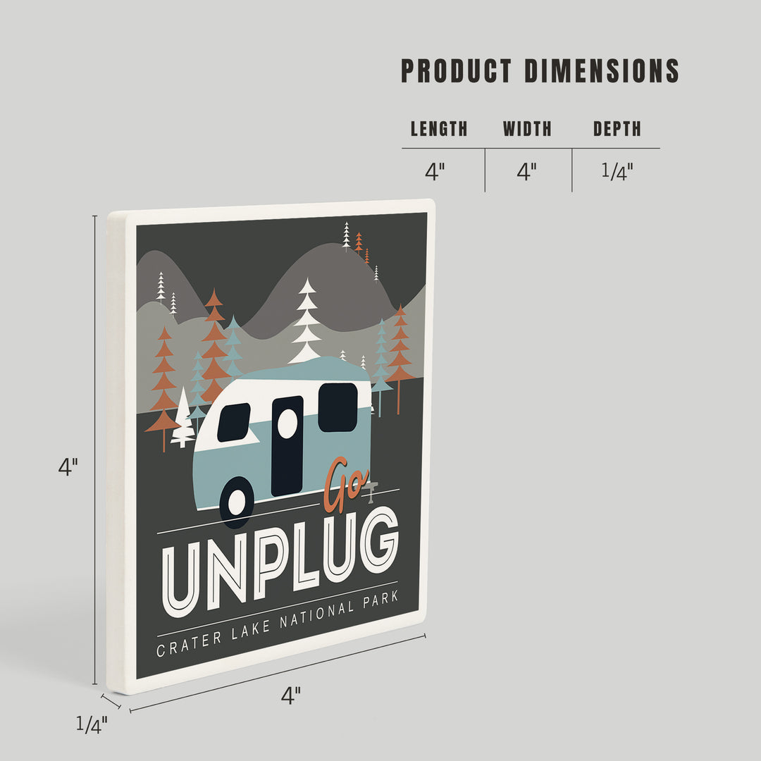 Crater Lake National Park, Go Unplug, Retro Camper, Coasters