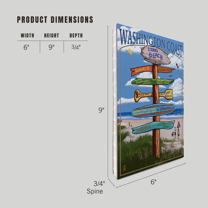 Lined 6x9 Journal, Long Beach, Washington, Washington Coast, Destination Signpost, Lay Flat, 193 Pages, FSC paper