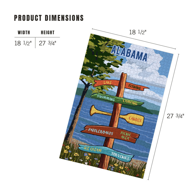 Alabama, Signpost, Lake and Flowers, Jigsaw Puzzle