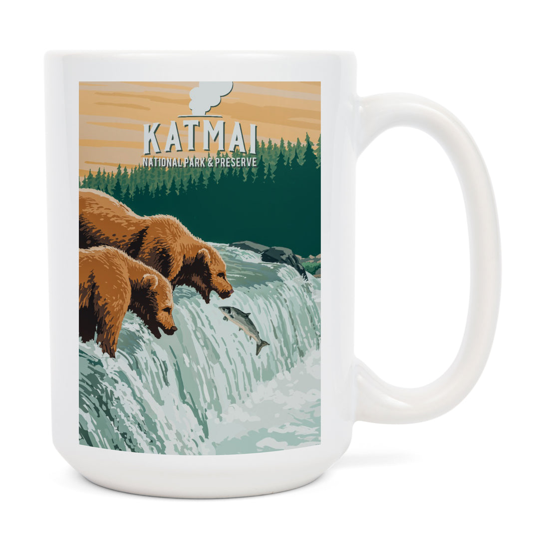 Katmai National Park, Alaska, Painterly, Ceramic Mug