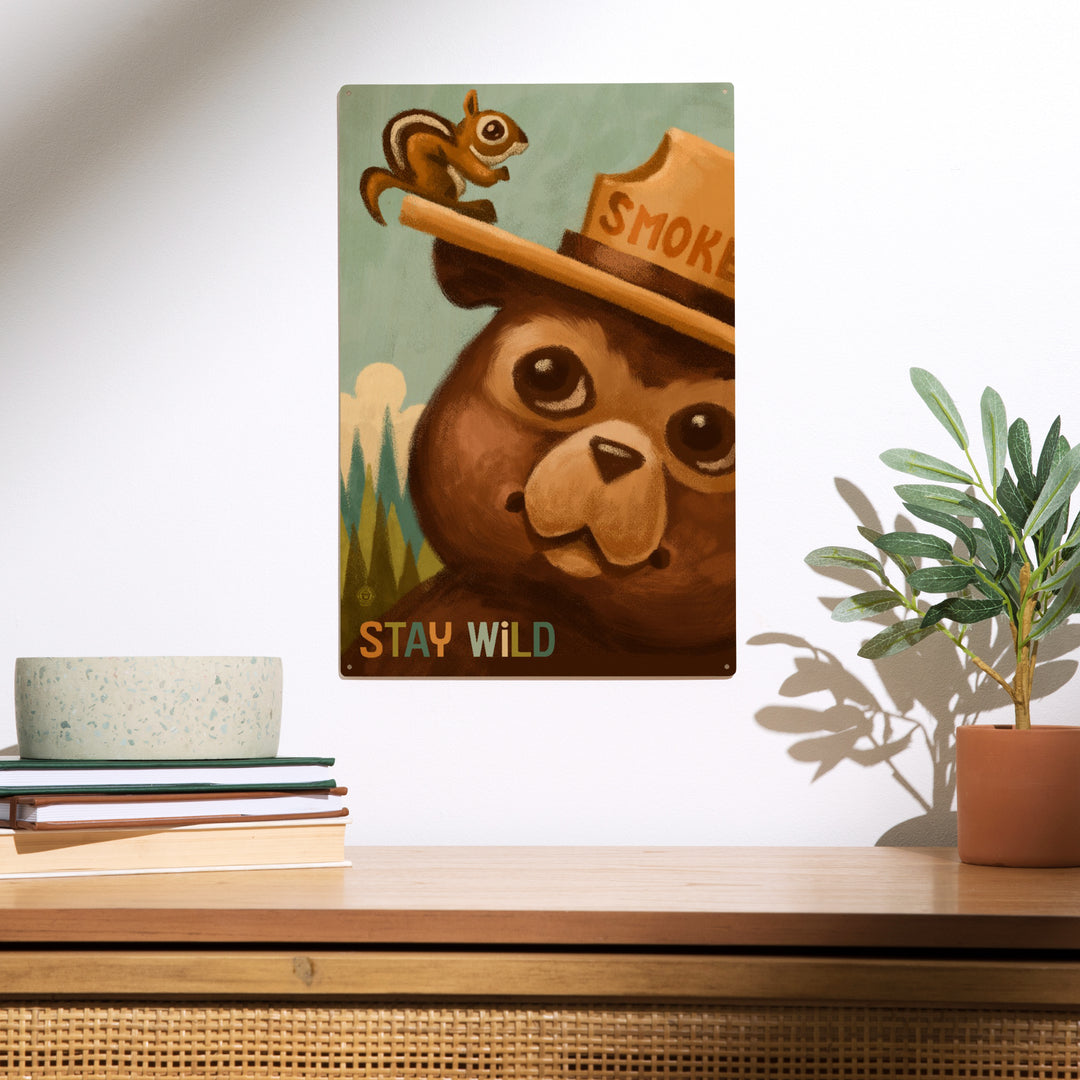 Stay Wild, Smokey Bear and Squirrel, Wood Sign and Postcards
