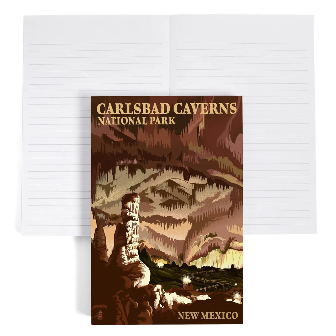 Lined 6x9 Journal, Carlsbad Caverns National Park, New Mexico, The Big Room, Lithograph, Lay Flat, 193 Pages, FSC paper