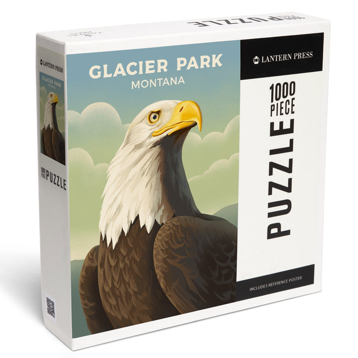 Glacier Park, Montana, Lithograph Wildlife Series, Bald Eagle, Jigsaw Puzzle