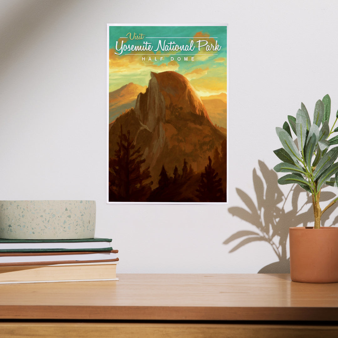 Yosemite National Park, California, Visit Half Dome, Oil Painting, Art & Giclee Prints
