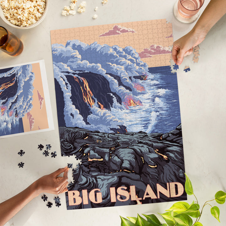 Hawaii, Big Island, Lava Flow Scene, Jigsaw Puzzle
