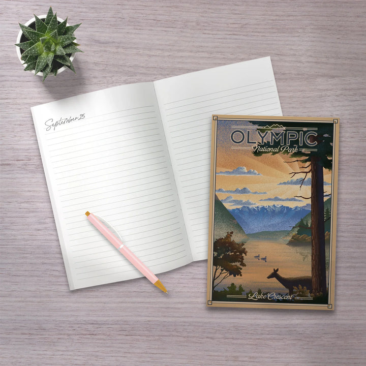 Lined 6x9 Journal, Olympic National Park, Washington, Lithograph, Lay Flat, 193 Pages, FSC paper