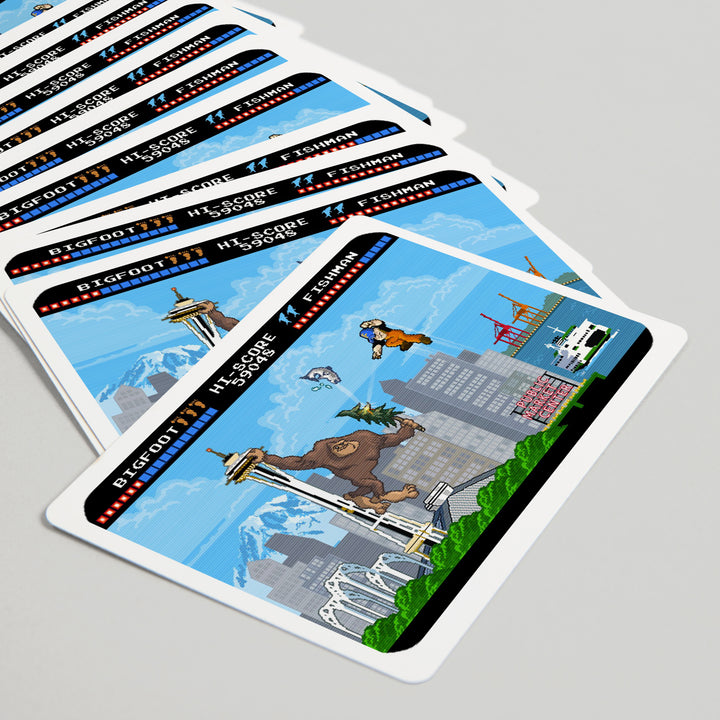 Playing Cards, Seattle, Washington, 8-Bit Retro Video Game, 52 Card Deck with Jokers in Box, Unique Art