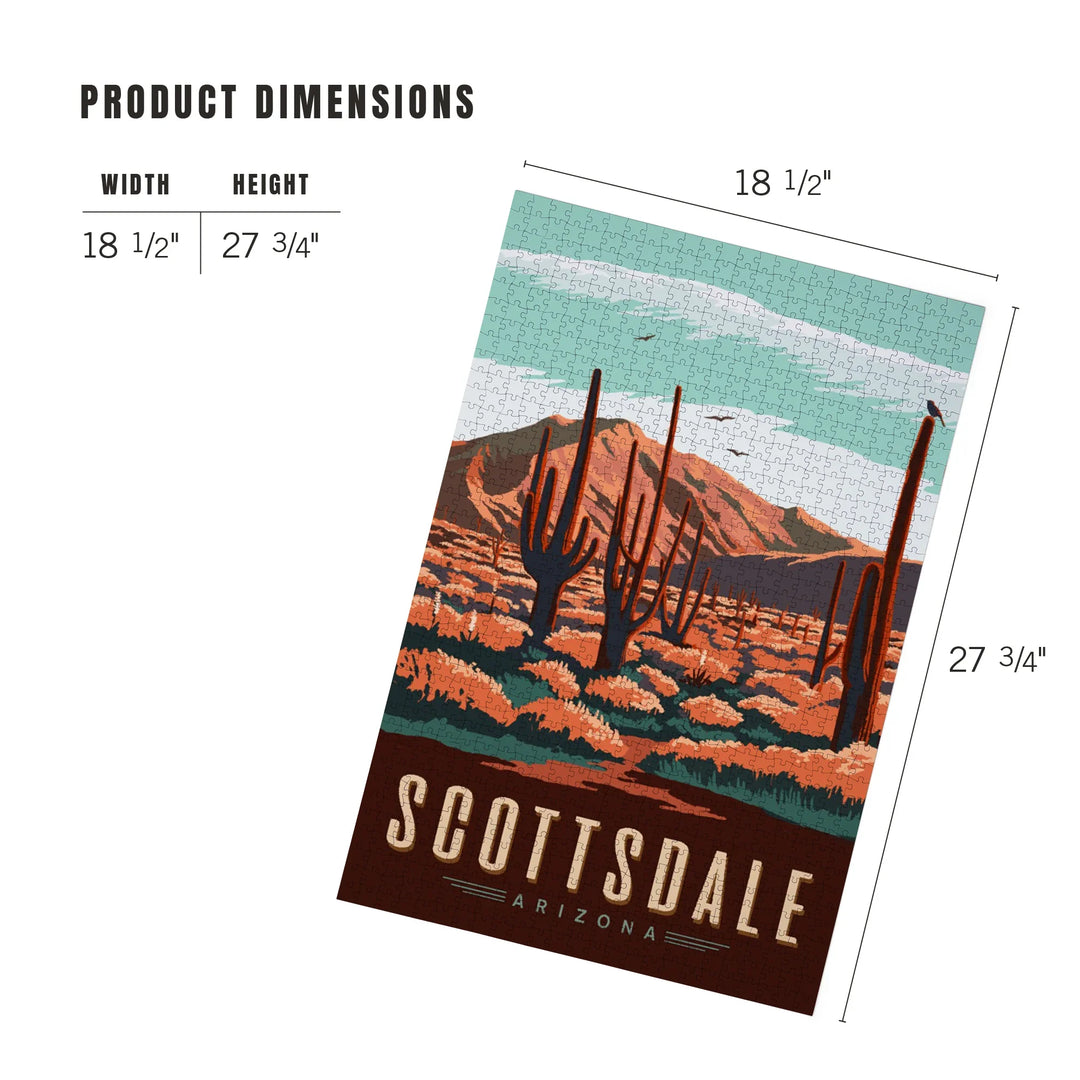 Scottsdale, Arizona, Desert Scene with Cactus, 1000 Piece Jigsaw Puzzle