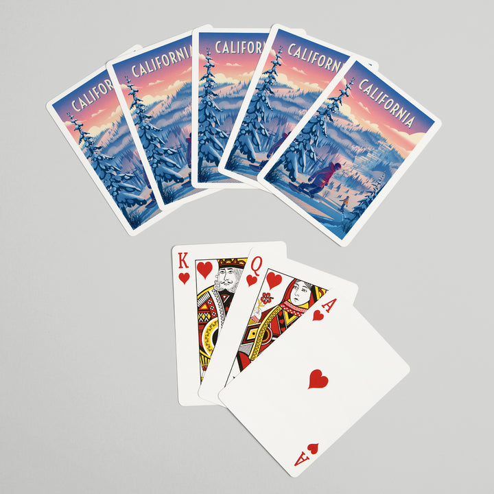 Playing Cards, California, Shred the Gnar, Snowboarding, 52 Card Deck with Jokers in Box, Unique Art