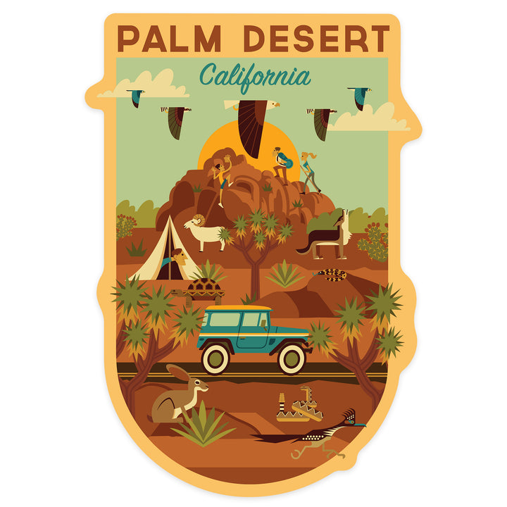 Palm Desert, California, Geometric National Park Series, Contour, Vinyl Sticker