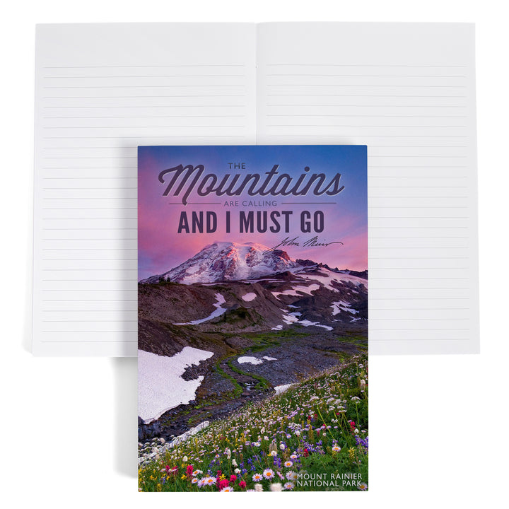 Lined 6x9 Journal, Mount Rainier National Park, Washington, Mountains are Calling and I Must Go Press, Lay Flat, 193 Pages, FSC paper