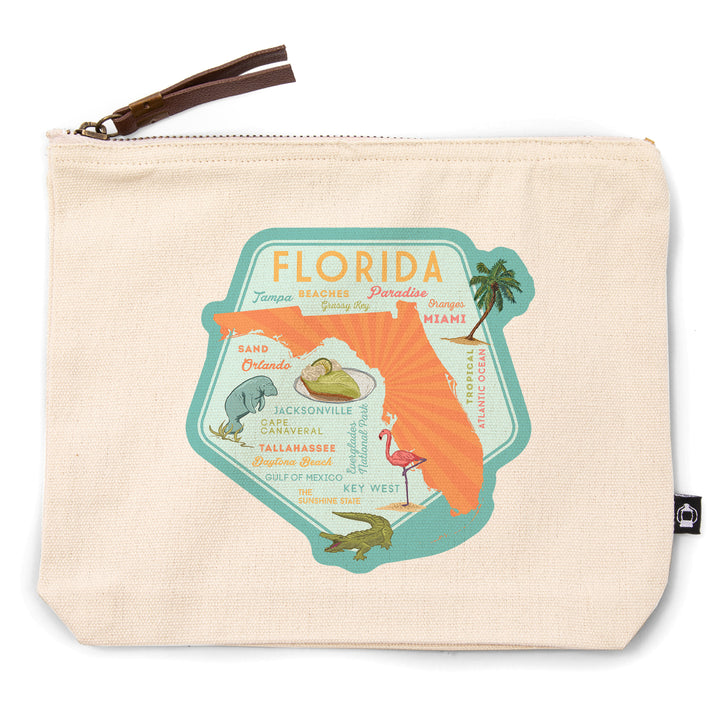 Florida, Typography & Icons, Contour, Lantern Press Artwork, Accessory Go Bag