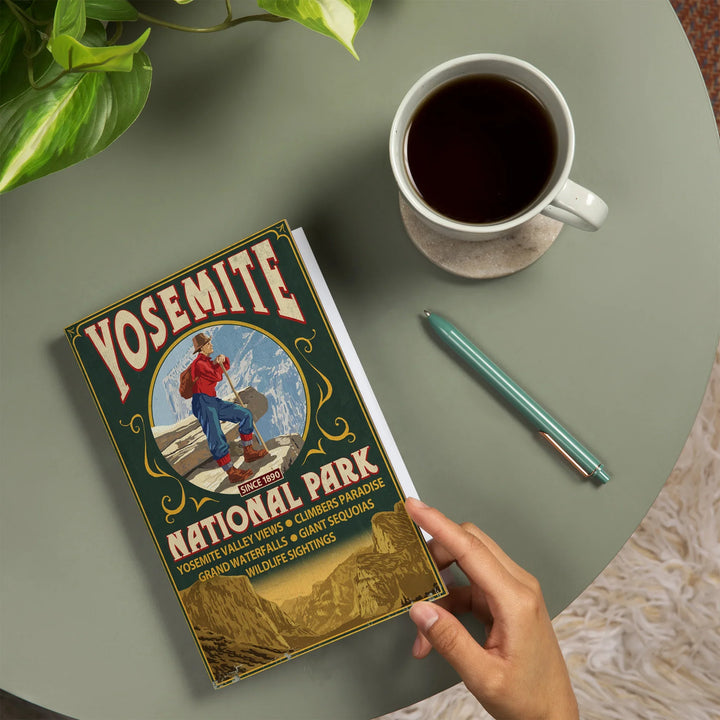 Lined 6x9 Journal, Yosemite National Park, California, Half Dome Vintage Sign, Lay Flat, 193 Pages, FSC paper