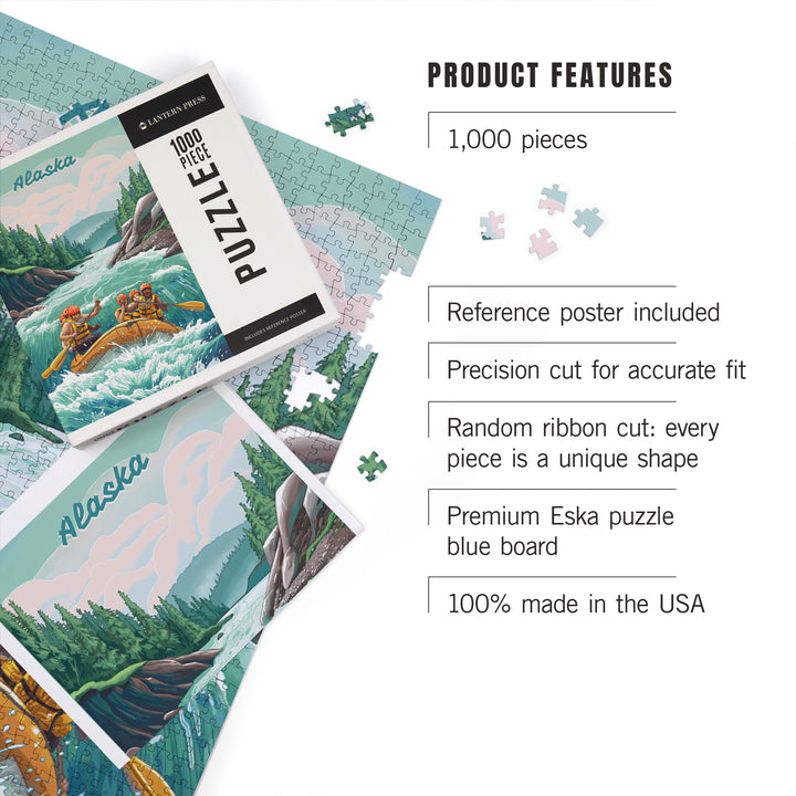 Alaska, Seek Adventure, River Rafting, Evergreens, Jigsaw Puzzle
