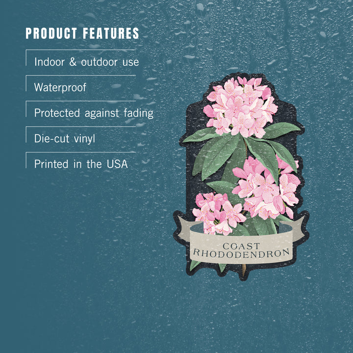 Vintage Flora Noir, Coast Rhododendron, Vinyl Sticker