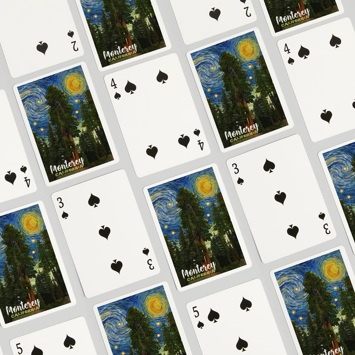Playing Cards, Monterey, California, Starry Night National Park Series, 52 Card Deck with Jokers in Box, Unique Art