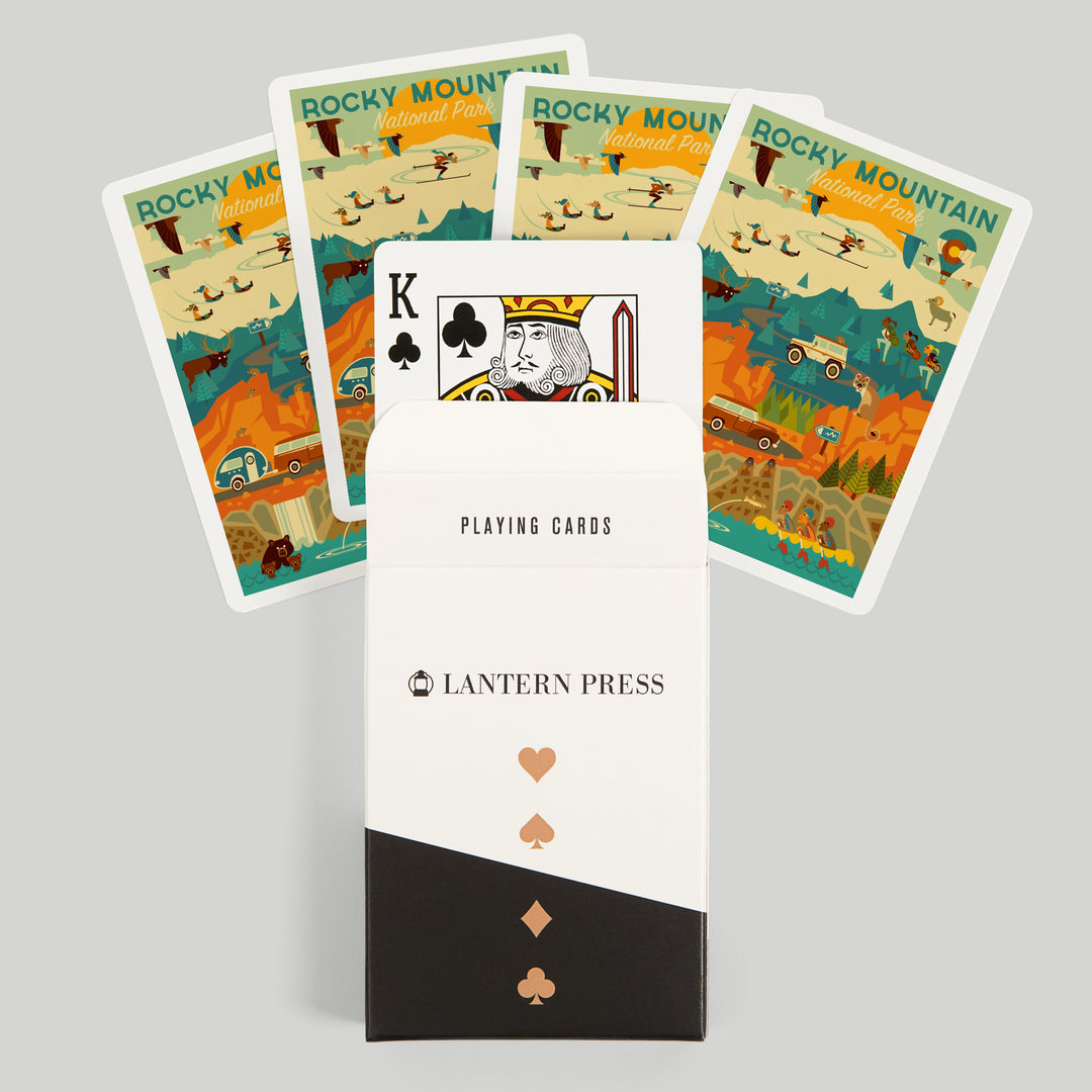 Playing Cards, Rocky Mountain National Park, Colorado, Geometric National Park Series, 52 Card Deck with Jokers in Box, Unique Art