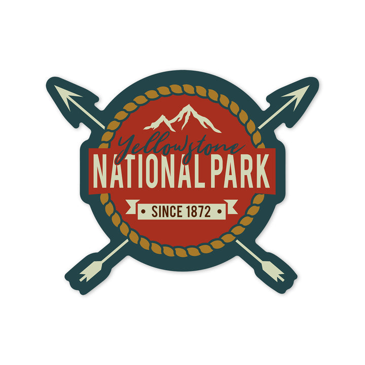 Yellowstone National Park, Seal & Arrows, Contour, Lantern Press Artwork, Vinyl Sticker