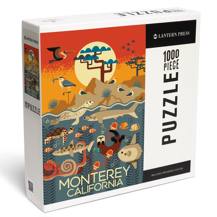 Monterey, California, Geometric, Marine Animals, Jigsaw Puzzle