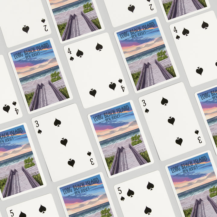 Playing Cards, Long Beach Island, New Jersey, Beach Boardwalk, 52 Card Deck with Jokers in Box, Unique Art