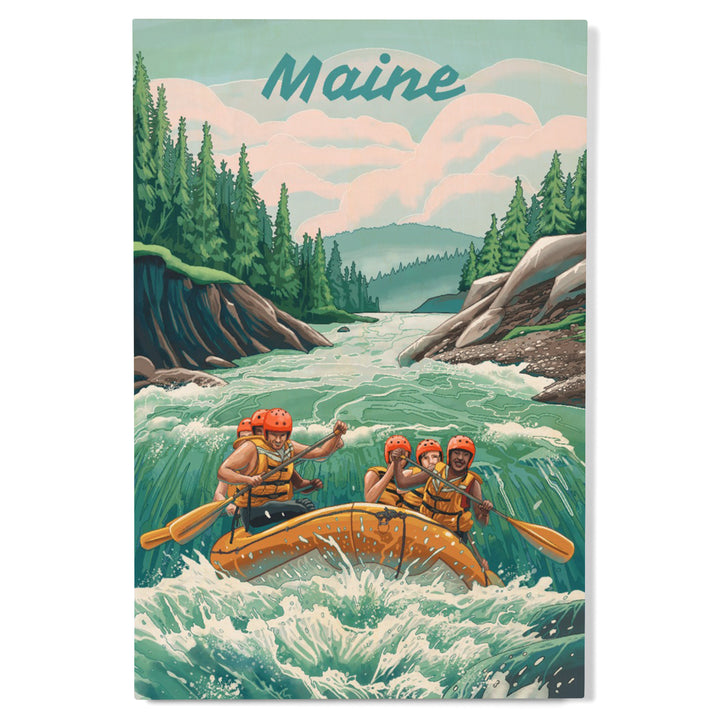 Maine, Seek Adventure, River Rafting, Wood Signs and Postcards - Lantern Press