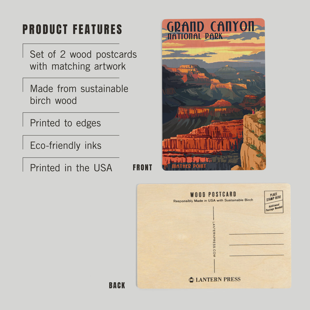 Grand Canyon National Park, Arizona, Mather Point, Wood Sign and Postcards