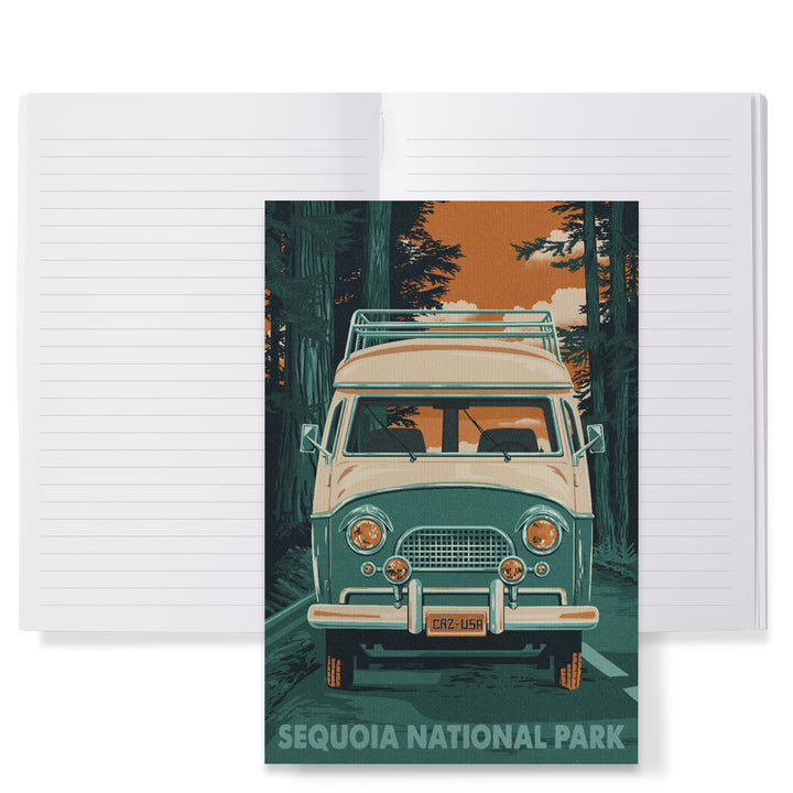 Lined 6x9 Journal, Sequoia National Park, Letterpress, Camper Van, Lay Flat, 193 Pages, FSC paper