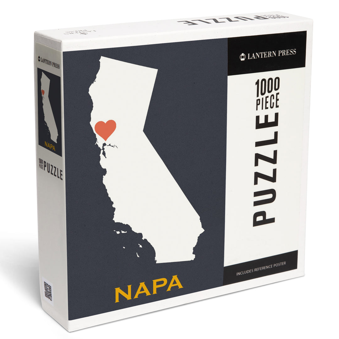 Napa, California, Home State, White on Gray Outline, 1000 piece jigsaw puzzle